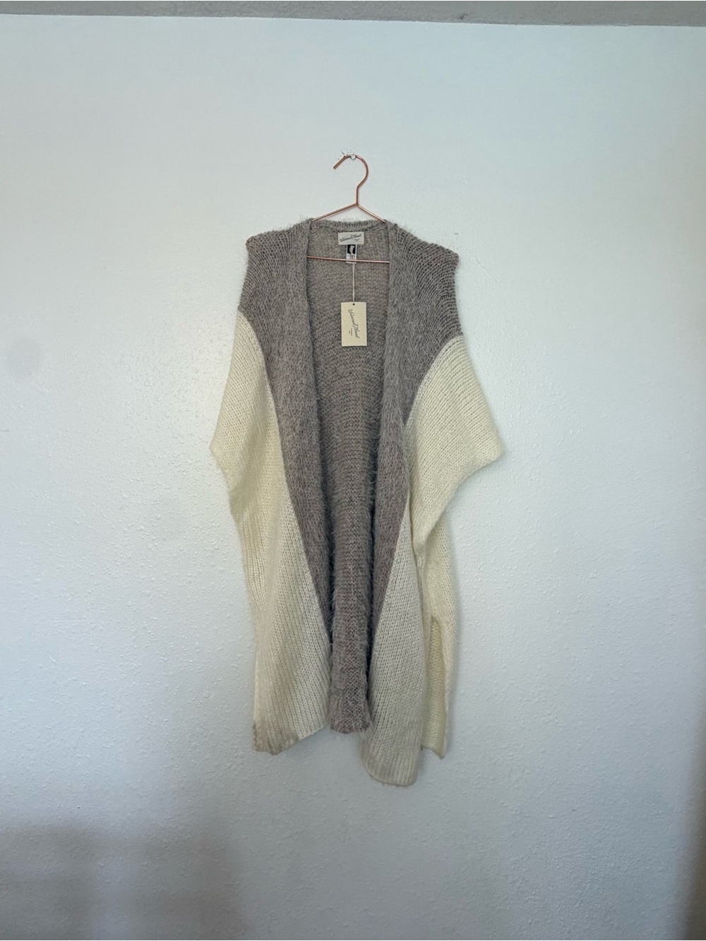 Universal Thread Two-Tone Open Knit Cardigan - Cream & Gray